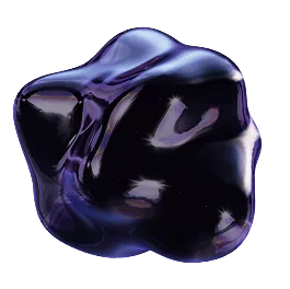 Abstract 3D geometric shapes in dark purple tones with glossy reflections