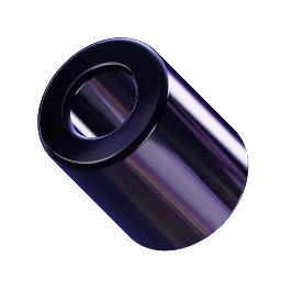 Abstract 3D geometric shapes in dark purple tones with glossy reflections